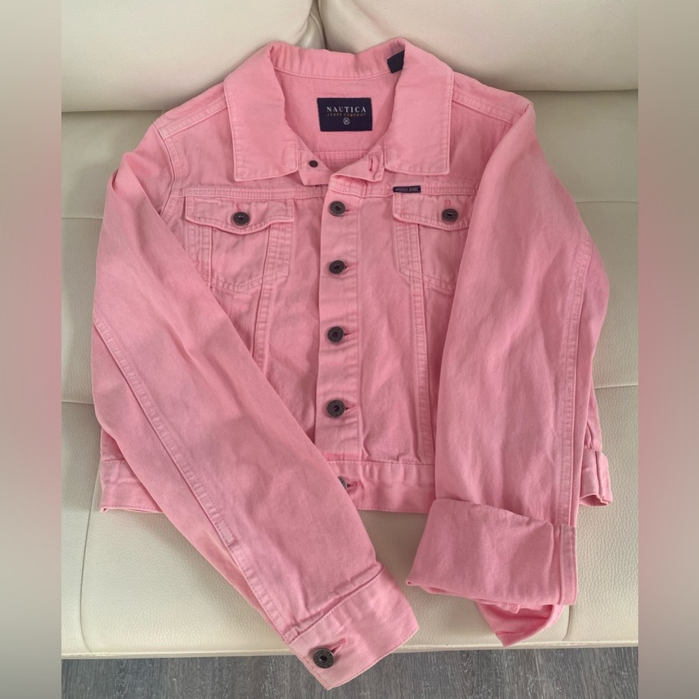Nautica Womens Soft Pink Denim Jacket